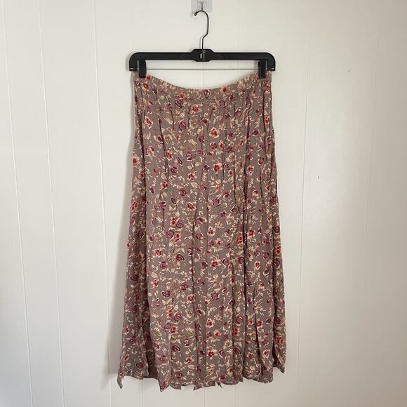 Vintage 70s Adini India Rayon Floral Midi Skirt S Boho Cottagecore NWT Deadstock - Picture 2 of 8
